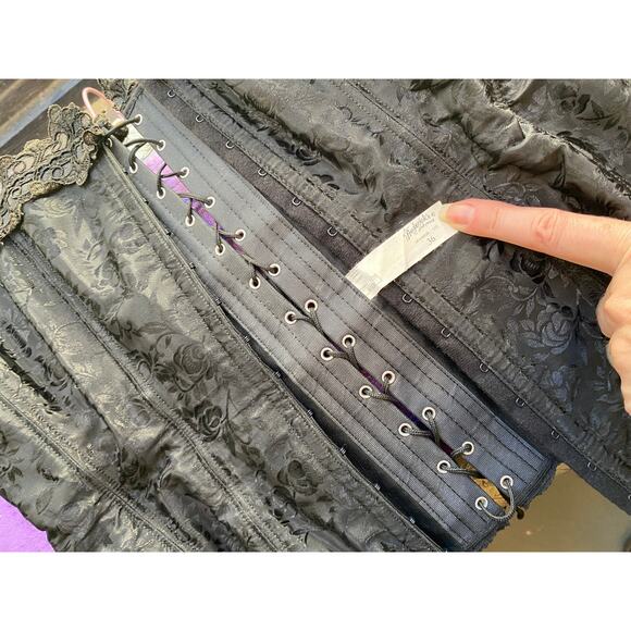 vintage 1990s Fredrick's of hollywood black satin corset 36 med 90s lingerie - Picture 8 of 9